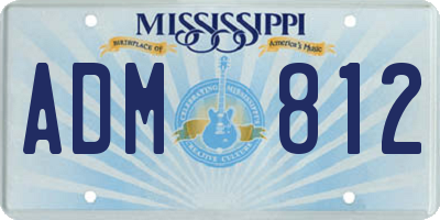 MS license plate ADM812