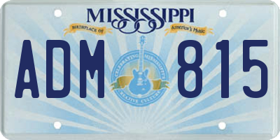 MS license plate ADM815
