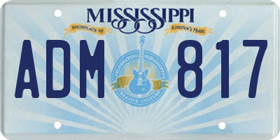 MS license plate ADM817