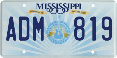 MS license plate ADM819