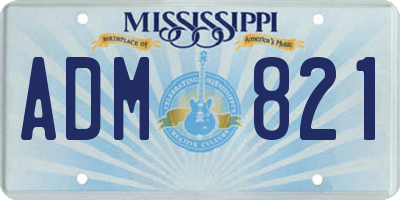 MS license plate ADM821