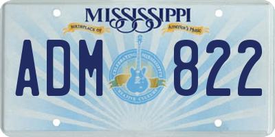 MS license plate ADM822