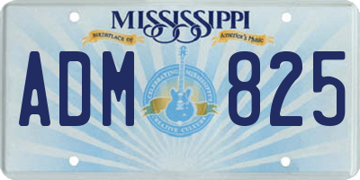 MS license plate ADM825