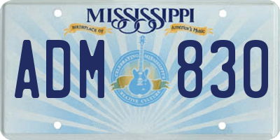 MS license plate ADM830