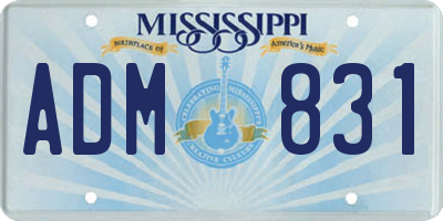 MS license plate ADM831