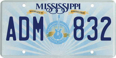 MS license plate ADM832