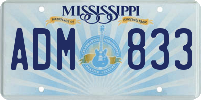 MS license plate ADM833