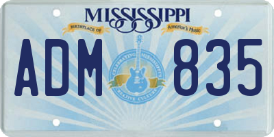 MS license plate ADM835
