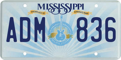 MS license plate ADM836