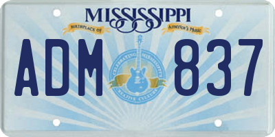 MS license plate ADM837