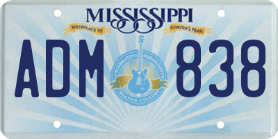 MS license plate ADM838