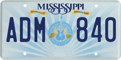 MS license plate ADM840