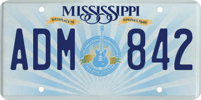 MS license plate ADM842