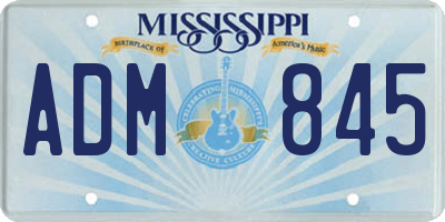 MS license plate ADM845