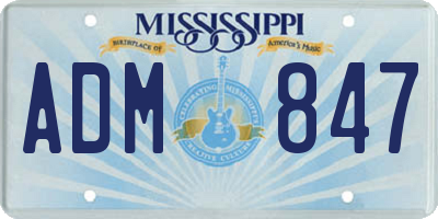 MS license plate ADM847