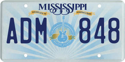 MS license plate ADM848