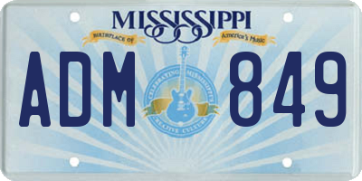 MS license plate ADM849