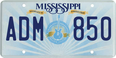 MS license plate ADM850