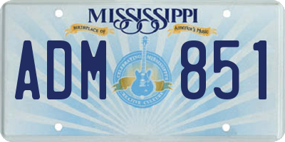 MS license plate ADM851