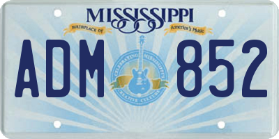 MS license plate ADM852