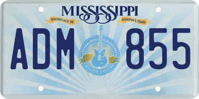 MS license plate ADM855