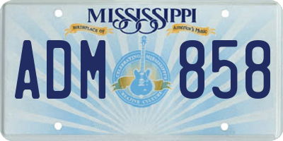 MS license plate ADM858