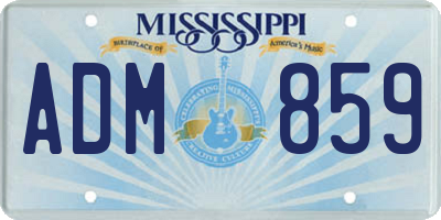 MS license plate ADM859