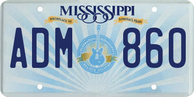 MS license plate ADM860