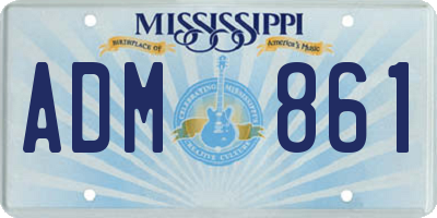 MS license plate ADM861