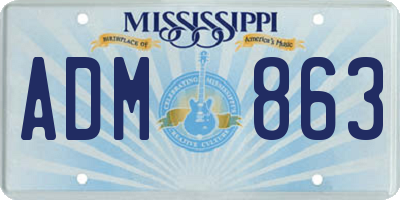 MS license plate ADM863
