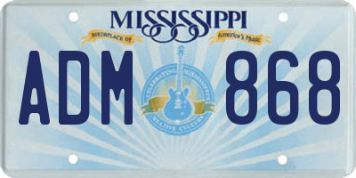 MS license plate ADM868