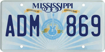 MS license plate ADM869
