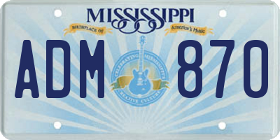 MS license plate ADM870