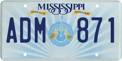MS license plate ADM871