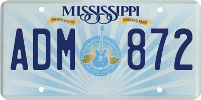 MS license plate ADM872