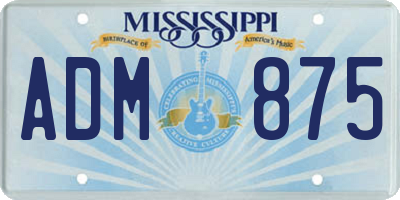 MS license plate ADM875