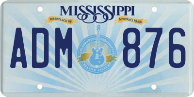 MS license plate ADM876