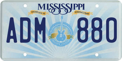 MS license plate ADM880