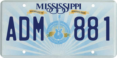 MS license plate ADM881