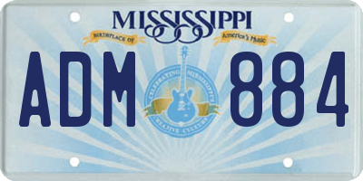 MS license plate ADM884