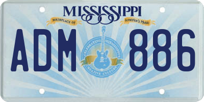 MS license plate ADM886