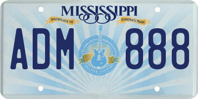 MS license plate ADM888