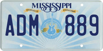 MS license plate ADM889