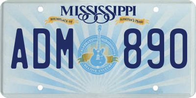 MS license plate ADM890