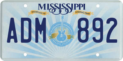 MS license plate ADM892