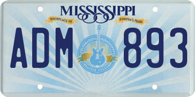 MS license plate ADM893