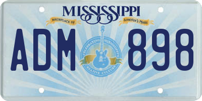 MS license plate ADM898