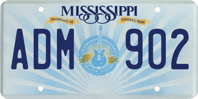 MS license plate ADM902
