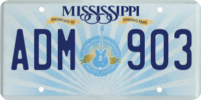 MS license plate ADM903