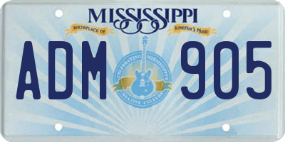 MS license plate ADM905